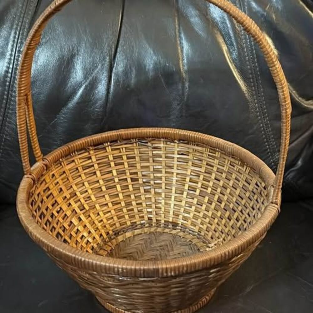 Vintage Woven Wicker Basket with Handle